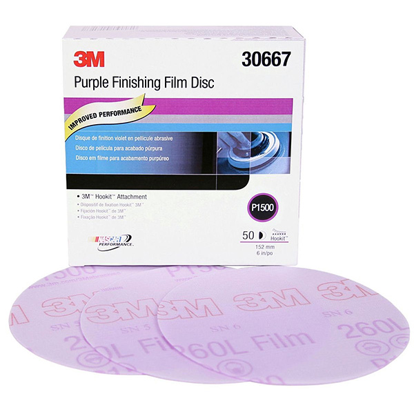 3 inch 3M 3" 2000 Grit Purple Finishing Film Hookit Disc P2000 30366 