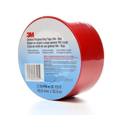 3M 764 Vinyl Tape - 2 x 36 yds, Red